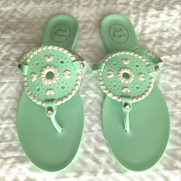 JACK ROGERS Women's Seafoam Green Georgica Jelly Boho Thong Sandals Size 8 - Picture 3 of 12
